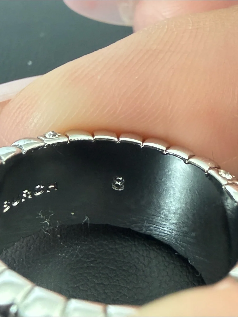 Tory Burch | Silver Logo & Pave Crystal Ring | Size 8